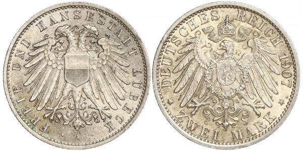 2 Mark Free City of Lübeck Silver 