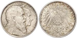 2 Mark Grand Duchy of Baden (1806-1918) Silver Frederick I, Grand Duke of Baden (1826 - 1907)