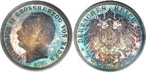 2 Mark Grand Duchy of Baden (1806-1918) Silver Frederick II, Grand Duke of Baden (1857 - 1928)