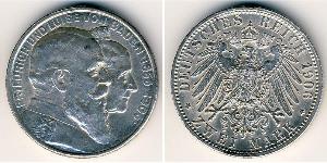 2 Mark Grand Duchy of Baden (1806-1918) Silver Frederick I, Grand Duke of Baden (1826 - 1907)