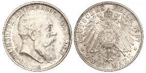 2 Mark Grand Duchy of Baden (1806-1918) Silver Frederick I, Grand Duke of Baden (1826 - 1907)