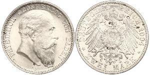 2 Mark Grand Duchy of Baden (1806-1918) Silver Frederick I, Grand Duke of Baden (1826 - 1907)