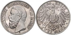 2 Mark Grand Duchy of Baden (1806-1918) Silver Frederick I, Grand Duke of Baden (1826 - 1907)