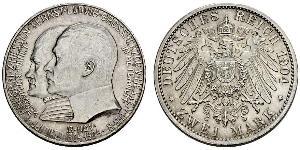 2 Mark Grand Duchy of Hesse (1806 - 1918) Silver Ernest Louis, Grand Duke of Hesse (1868 - 1937)