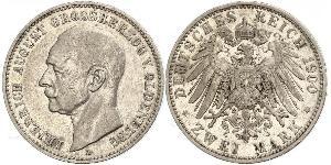 2 Mark Grand Duchy of Oldenburg (1814 - 1918) Silver Frederick Augustus III of Saxony (1865-1932)