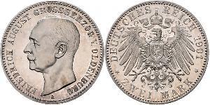 2 Mark Grand Duchy of Oldenburg (1814 - 1918) Silver Frederick Augustus III of Saxony (1865-1932)