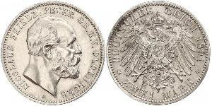 2 Mark Grand Duchy of Oldenburg (1814 - 1918) Silver Peter II, Grand Duke of Oldenburg (1827 - 1900)