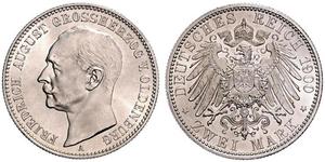 2 Mark Grand Duchy of Oldenburg (1814 - 1918) Silver Frederick Augustus III of Saxony (1865-1932)