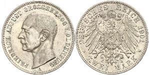 2 Mark Grand Duchy of Oldenburg (1814 - 1918) Silver Frederick Augustus III of Saxony (1865-1932)