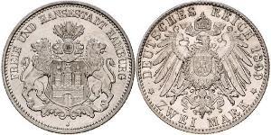 2 Mark Hamburg / Germany Silver 