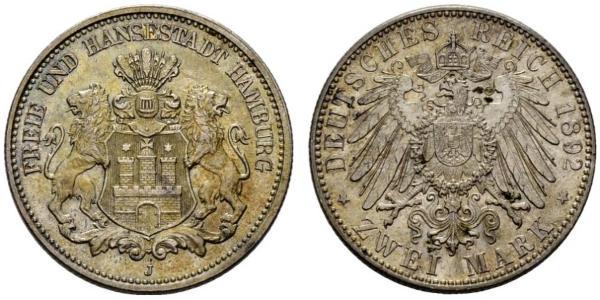 2 Mark Hamburg / Germany Silver 