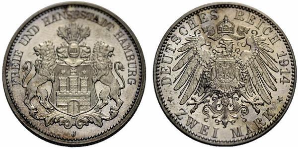 2 Mark Hamburg / Germany Silver 