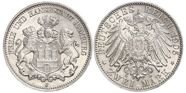 2 Mark Hamburg / Germany Silver 