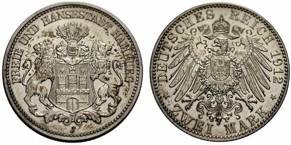 2 Mark Hamburg / Germany Silver 