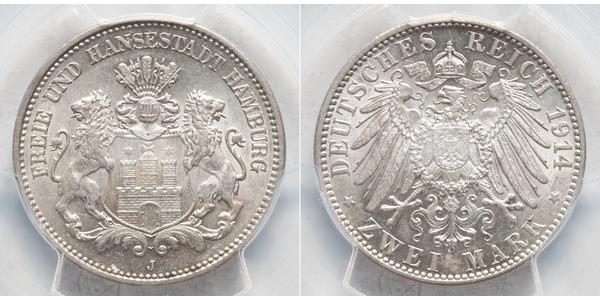2 Mark Hamburg / Germany Silver 