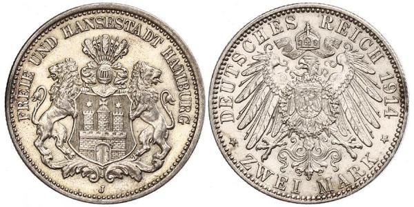 2 Mark Hamburg / Germany Silver 