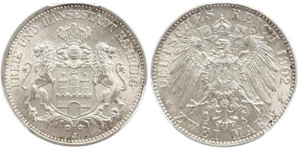 2 Mark Hamburg / Germany Silver 