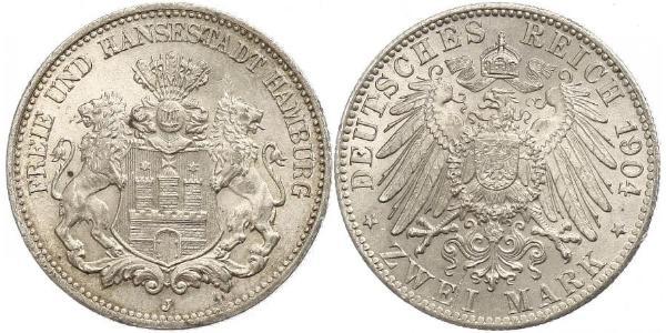 2 Mark Hamburg / Germany Silver 