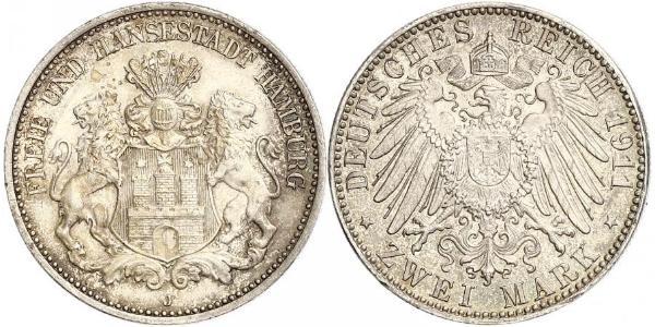 2 Mark Hamburg / Germany Silver 