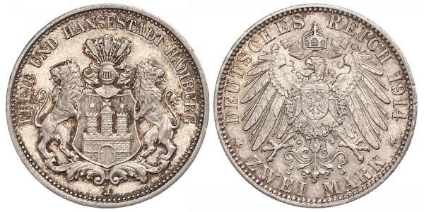 2 Mark Hamburg / Germany Silver 