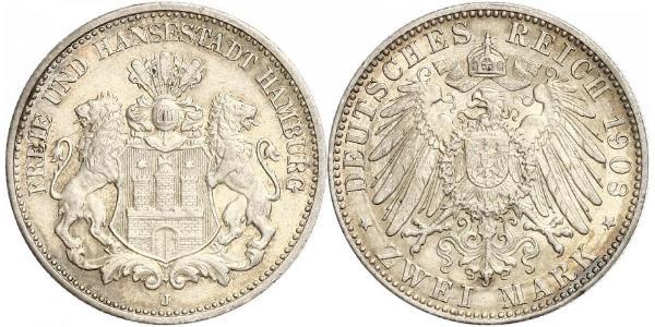 2 Mark Hamburg / Germany Silver 