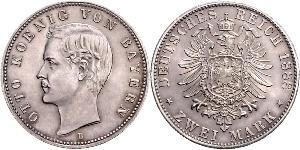 2 Mark Kingdom of Bavaria (1806 - 1918) Silver Otto of Bavaria (1848 – 1916)