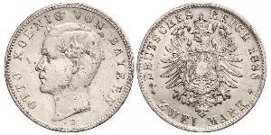 2 Mark Kingdom of Bavaria (1806 - 1918) Silver Otto of Bavaria (1848 – 1916)