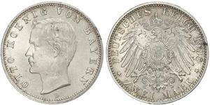 2 Mark Kingdom of Bavaria (1806 - 1918) Silver Otto of Bavaria (1848 – 1916)