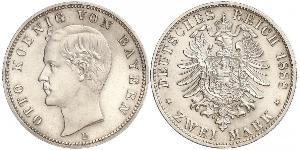 2 Mark Kingdom of Bavaria (1806 - 1918) Silver Otto of Bavaria (1848 – 1916)