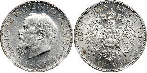 2 Mark Kingdom of Bavaria (1806 - 1918) Silver Ludwig III of Bavaria (1845 – 1921)