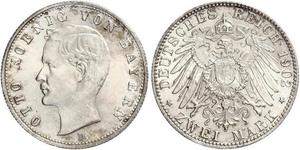 2 Mark Kingdom of Bavaria (1806 - 1918) Silver Otto of Bavaria (1848 – 1916)