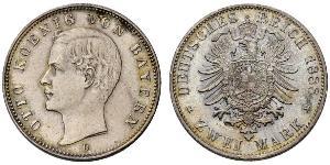 2 Mark Kingdom of Bavaria (1806 - 1918) Silver Otto of Bavaria (1848 – 1916)