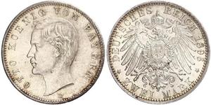 2 Mark Kingdom of Bavaria (1806 - 1918) Silver Otto of Bavaria (1848 – 1916)