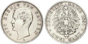 2 Mark Kingdom of Bavaria (1806 - 1918) Silver Otto of Bavaria (1848 – 1916)