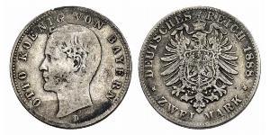 2 Mark Kingdom of Bavaria (1806 - 1918) Silver Otto of Bavaria (1848 – 1916)