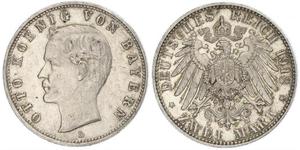 2 Mark Kingdom of Bavaria (1806 - 1918) Silver Otto of Bavaria (1848 – 1916)