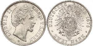 2 Mark Kingdom of Bavaria (1806 - 1918) Silver Ludwig II of Bavaria (1845 – 1886)