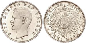 2 Mark Kingdom of Bavaria (1806 - 1918) Silver Otto of Bavaria (1848 – 1916)