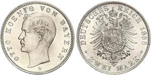 2 Mark Kingdom of Bavaria (1806 - 1918) Silver Otto of Bavaria (1848 – 1916)