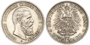 2 Mark Kingdom of Prussia (1701-1918) Silver Frederick III, German Emperor (1831-1888)