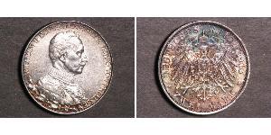 2 Mark Kingdom of Prussia (1701-1918) Silver Wilhelm II, German Emperor (1859-1941)