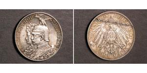 2 Mark Kingdom of Prussia (1701-1918) Silver Wilhelm II, German Emperor (1859-1941)