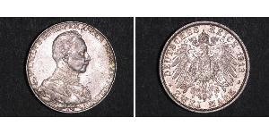 2 Mark Kingdom of Prussia (1701-1918) Silver Wilhelm II, German Emperor (1859-1941)