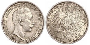 2 Mark Kingdom of Prussia (1701-1918) Silver Wilhelm II, German Emperor (1859-1941)