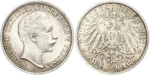 2 Mark Kingdom of Prussia (1701-1918) Silver Wilhelm II, German Emperor (1859-1941)