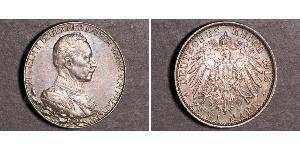 2 Mark Kingdom of Prussia (1701-1918) Silver Wilhelm II, German Emperor (1859-1941)