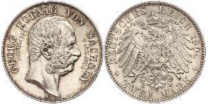 2 Mark Kingdom of Saxony (1806 - 1918) Silver George, King of Saxony