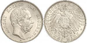 2 Mark Kingdom of Saxony (1806 - 1918) Silver Albert of Saxony