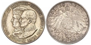 2 Mark Kingdom of Saxony (1806 - 1918) Silver Frederick Augustus III of Saxony (1865-1932)