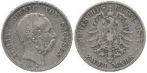 2 Mark Kingdom of Saxony (1806 - 1918) Silver Albert of Saxony